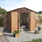 Outsunny 7.7' x 6.4' Metal Outdoor Storage Shed with Double Doors and Four Ventilation for Patio Furniture - Brown