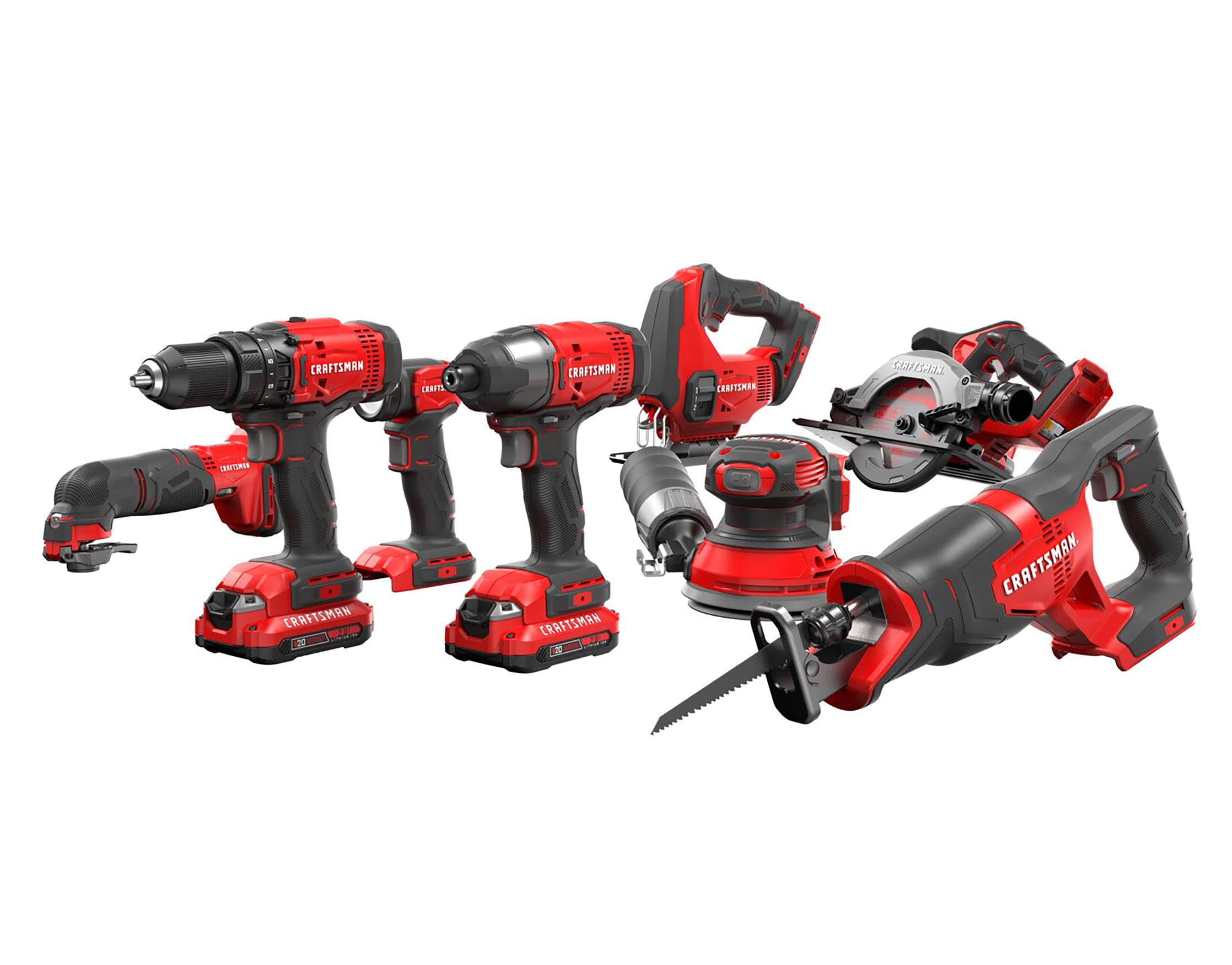 a3a8f00fc3c8c829baf4b073f1b14949ee6917b53ba5fa1c789eae019d71cce9.jpg Craftsman 8-Tool Power Tool Combo Kit with Soft Case (2-Batteries Included and Charger Included)-Instock - Image 1