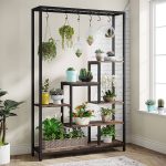 Tall Indoor Plant Stand, 70.9 Inches Large Metal Plant Shelf Flower Bonsai Pots - Brown