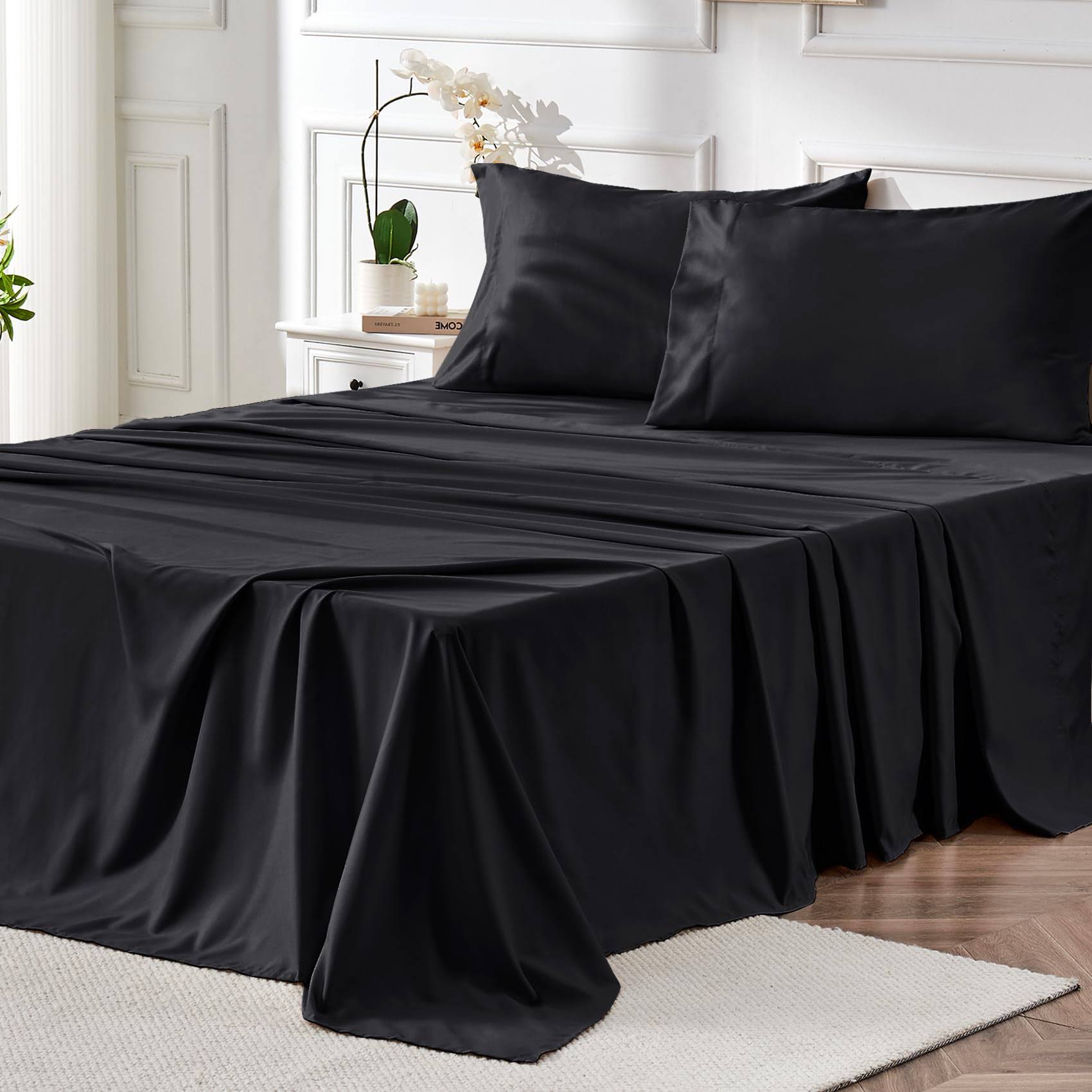 a3cec9bcb11a257b352e0ea3e2dd5590a6f0463e18b7060c0f192caf28f3b7eb.jpg Anne Klein Luxurious 4pc Queen Size Sheet Set - Breathable, Cooling & Hotel Quality Sheets for Men and Women - Deep Pocket, Easy-Fit, and - Image 1