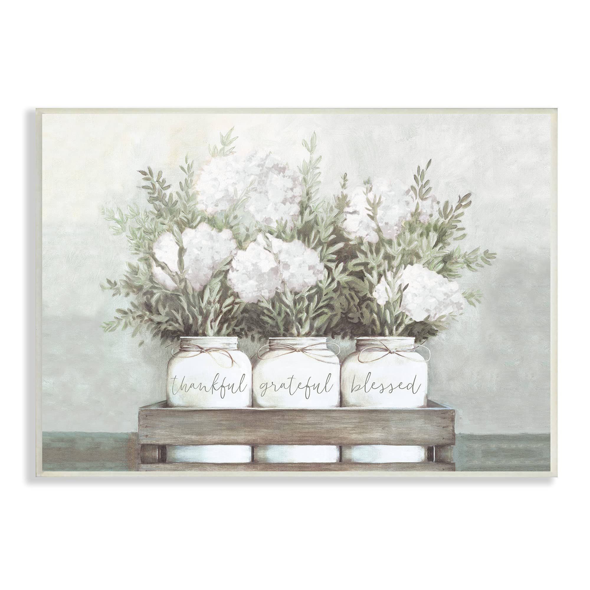 a3dffd4bdb62ffcdf9125c19e5c5e0a10cae583e5c1f9b166446871324d66e98.jpg Stupell Industries Pristine Hydrangea Bouquets Thankful Grateful Blessed Sentiment, 10 x 15, Designed by Dogwood Portfolio - Image 1