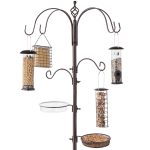 Best Choice Products 89in 6-Hook Bird Feeding Station Steel Multi-Feeder Stand w/ 4 Feeders Tray Bird Bath - Bronze