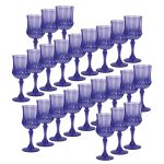 48 PC Bulk Purple Patterned Plastic Wine Glasses 6" 8 oz