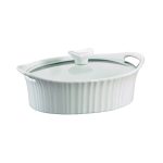 Corningware Entree Baker, Oval, with Glass Cover, French White, 1.5 qt - 2 pieces