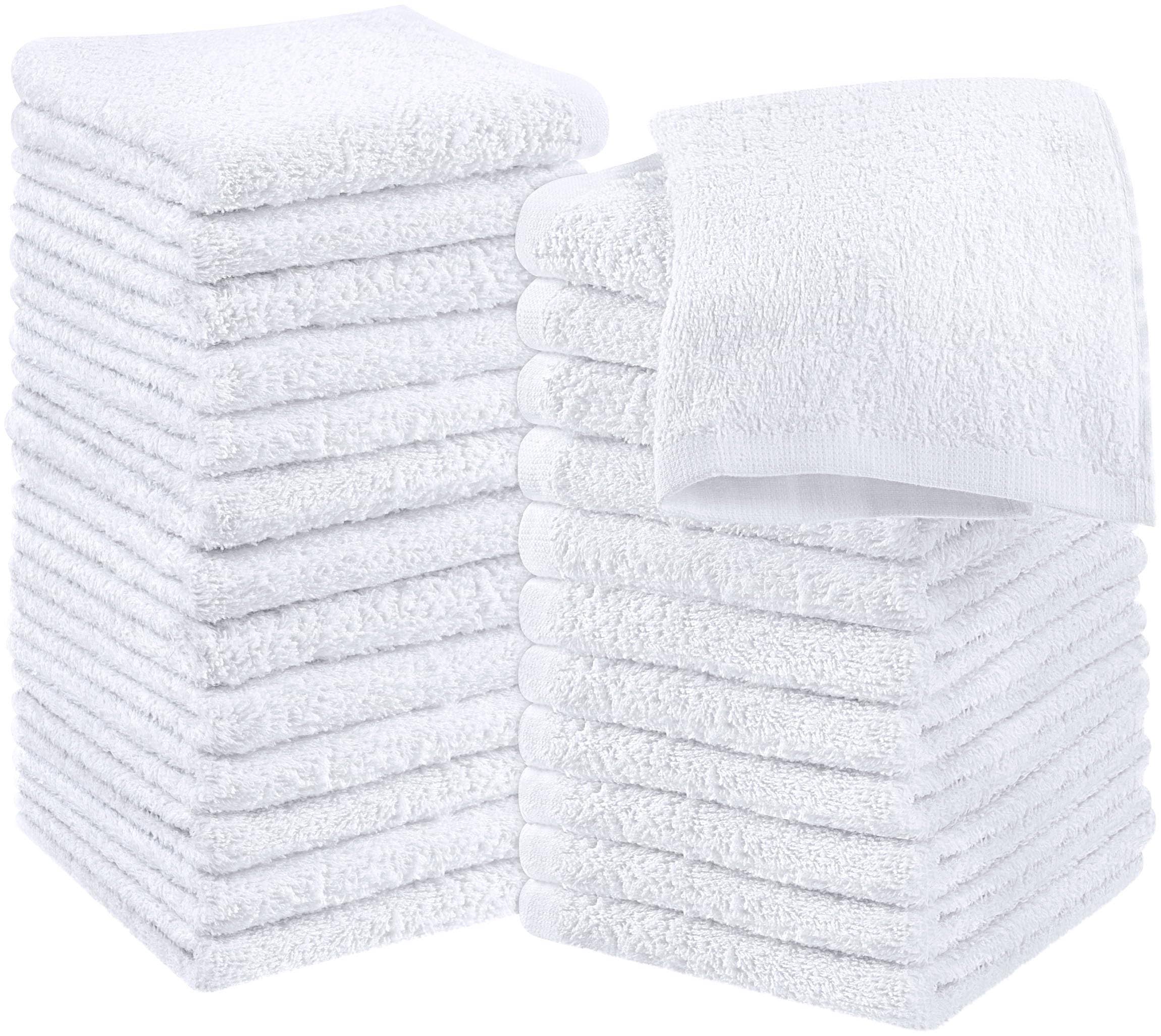 a45600269d80dd6c5c3878502278324be34140c4dedc534ae0160d95e93ba3ee.jpg Utopia Towels Cotton Washcloths Set - 100% Ring Spun Cotton, Premium Quality Flannel Face Cloths, Highly Absorbent and Soft Feel Fingertip Towels (24 Pack, White) - Image 1