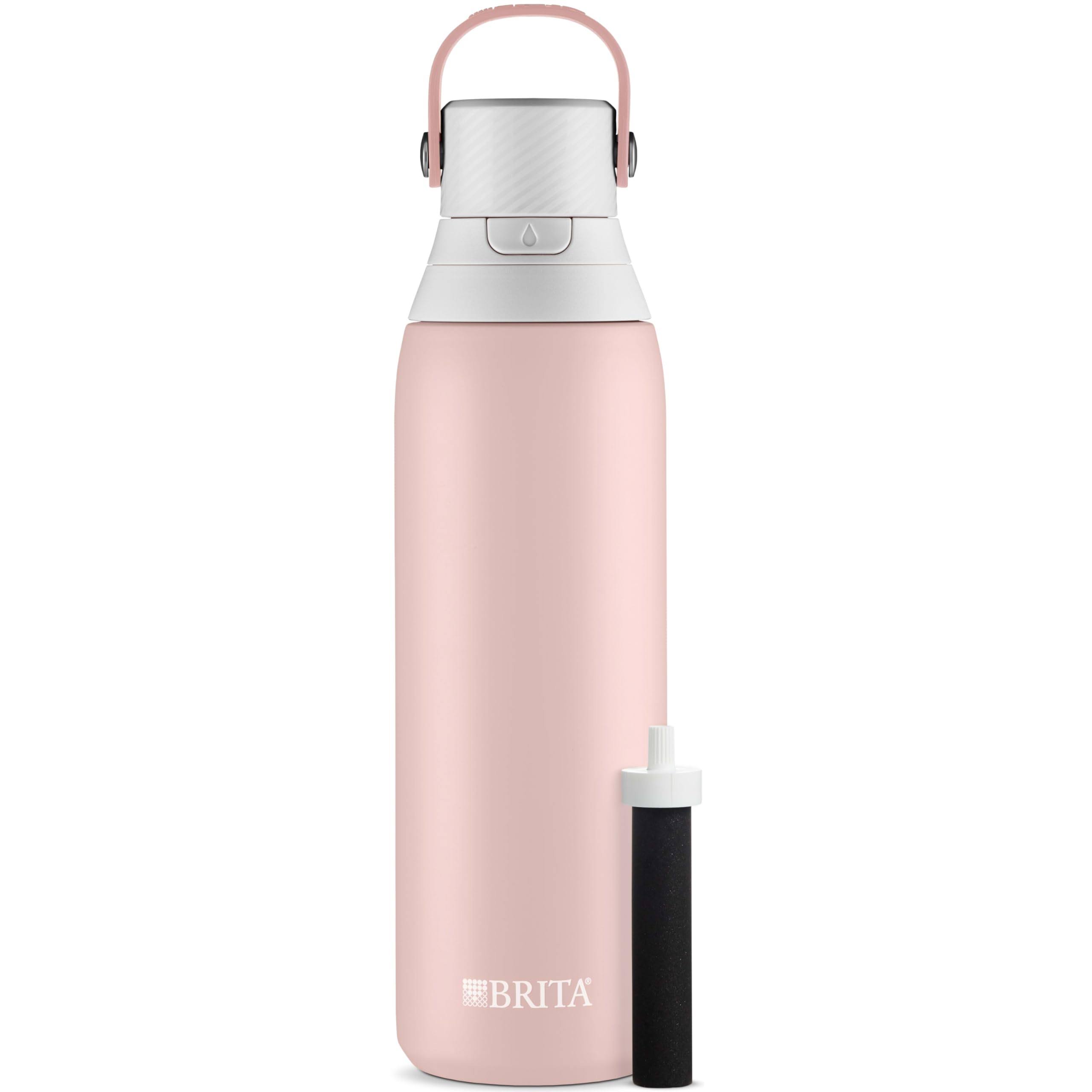 a47523e97c8aa8fd785acdcf127b42e9243799793ae43028f913662fe6ac4f44.jpg Brita Double Wall Insulated Stainless Steel Water Bottle, 20 oz - Rose - Image 1