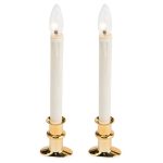 Plow & Hearth Adjustable Window Hugger Candles - Brass - Set of 2