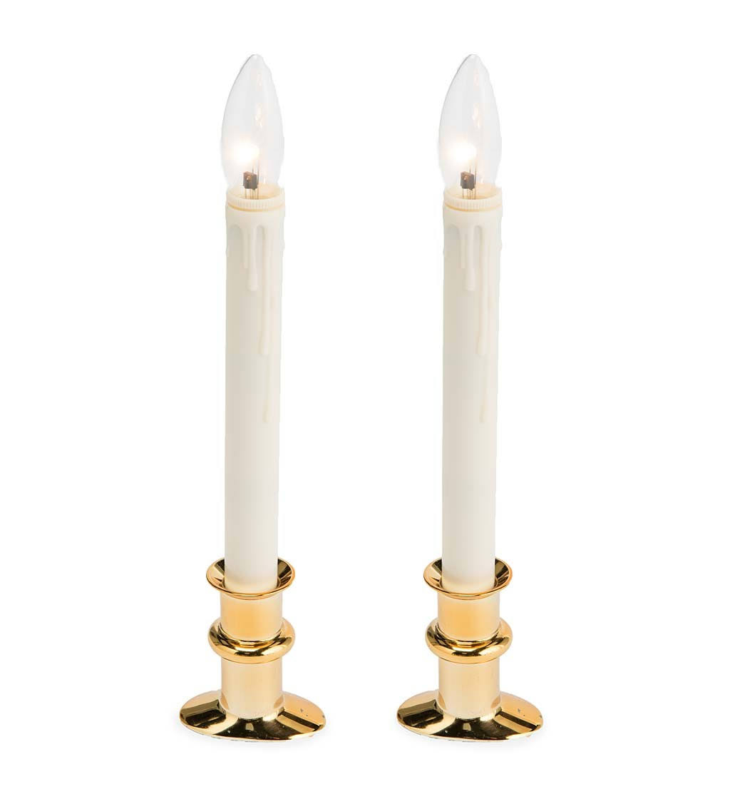 a479f8df0f9f617450b5b369b539088dea6565b62ea07d5d22c85248dbdd34dd.jpg Plow & Hearth Adjustable Window Hugger Candles - Brass - Set of 2 - Image 1