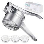 Large Potato Ricer Stainless Steel, Potato Masher Stronger, with Longer Leverage Handles,3 Interchangeable Discs, Ricer Kitchen Tool-Mashed Potatoes,