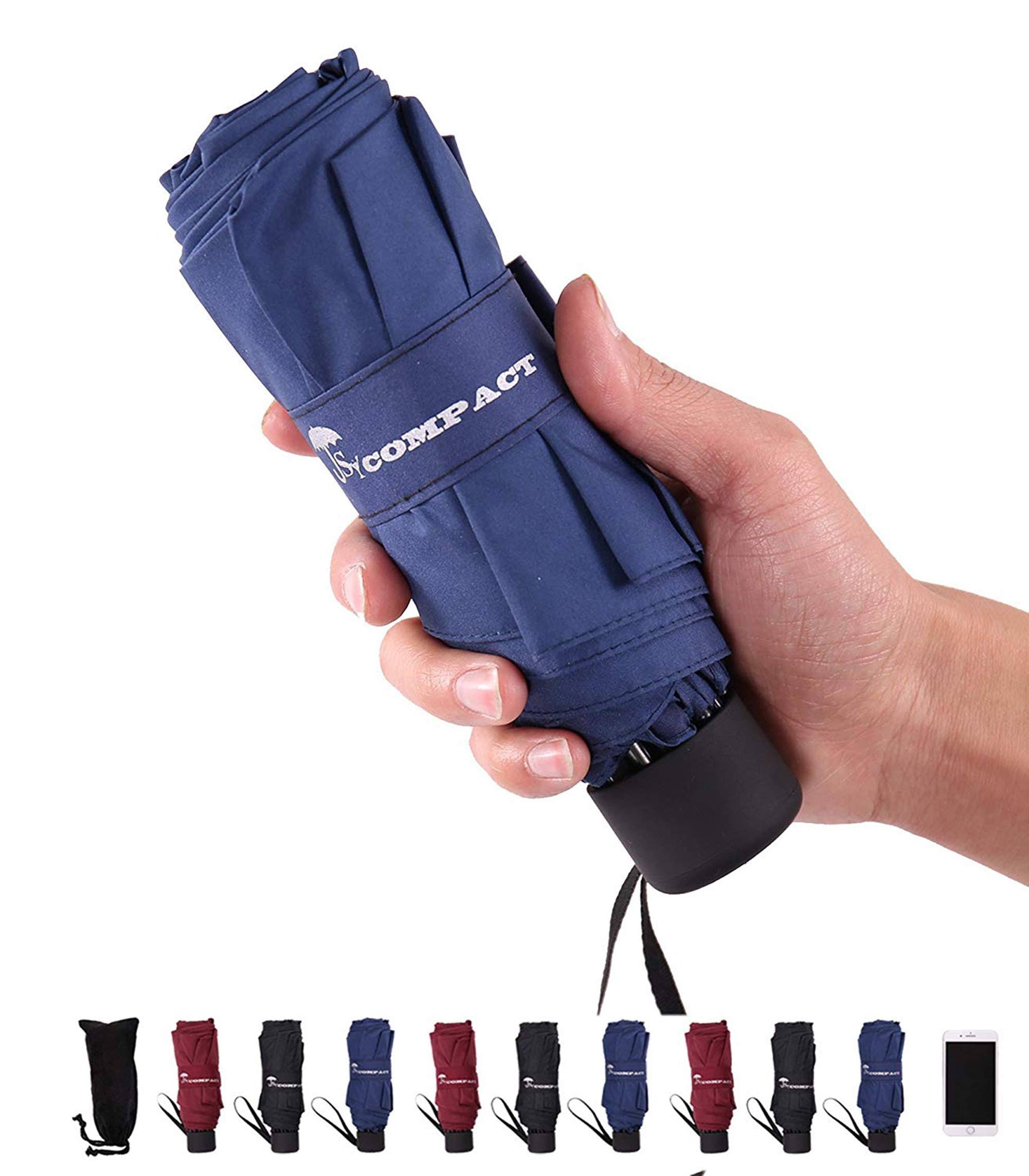 a4805edd9fd9d2ebc7592dbdfad35d8f18b5f6df8a788e3aa7ed27834b0a2f01.jpg Sy Compact Travel Umbrella - Lightweight Portable Mini Compact Umbrellas-Factory Outlet Shop (Blue) - Image 1