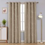 Deconovo Silver Wave Foil Print Blackout Curtains Grommet Light Blocking Curtain