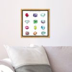 Oliver Gal 'Birthstone Chart' Fashion and Glam Wall Art Framed Canvas Print Jewelry - White, Purple - 12 x 12 - Gold