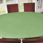 Covers for The Home Deluxe Elastic Edged Flannel Backed Vinyl Fitted Table Cover - Basketweave (Green) Pattern - Oblong/Oval - Fits Tables Up to 48"