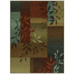 Mainstays Traditional Leaf Block Multicolor Print Indoor Area Rug, 4' x 5'4"