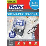 Hefty Shrink-Pak - 3 Extra Large Vacuum Storage Bags for Storage for Clothes, Pillows, Towels, or Blankets - Space Saver Vacuum Sealer Bags Ideal