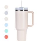 40oz Tumbler with Handle, Straw, Lid, Stainless Steel Vacuum Insulated Water Bottle Adventure Travel Mug Quencher for Iced Coffee, Hot and Cold Tea,