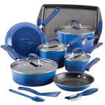 Rachael Ray 14-Pc. Classic Brights Hard Enamel Nonstick Cookware Set - Blue