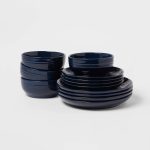 12pc Stoneware Westfield Dinnerware Set Navy - Threshold