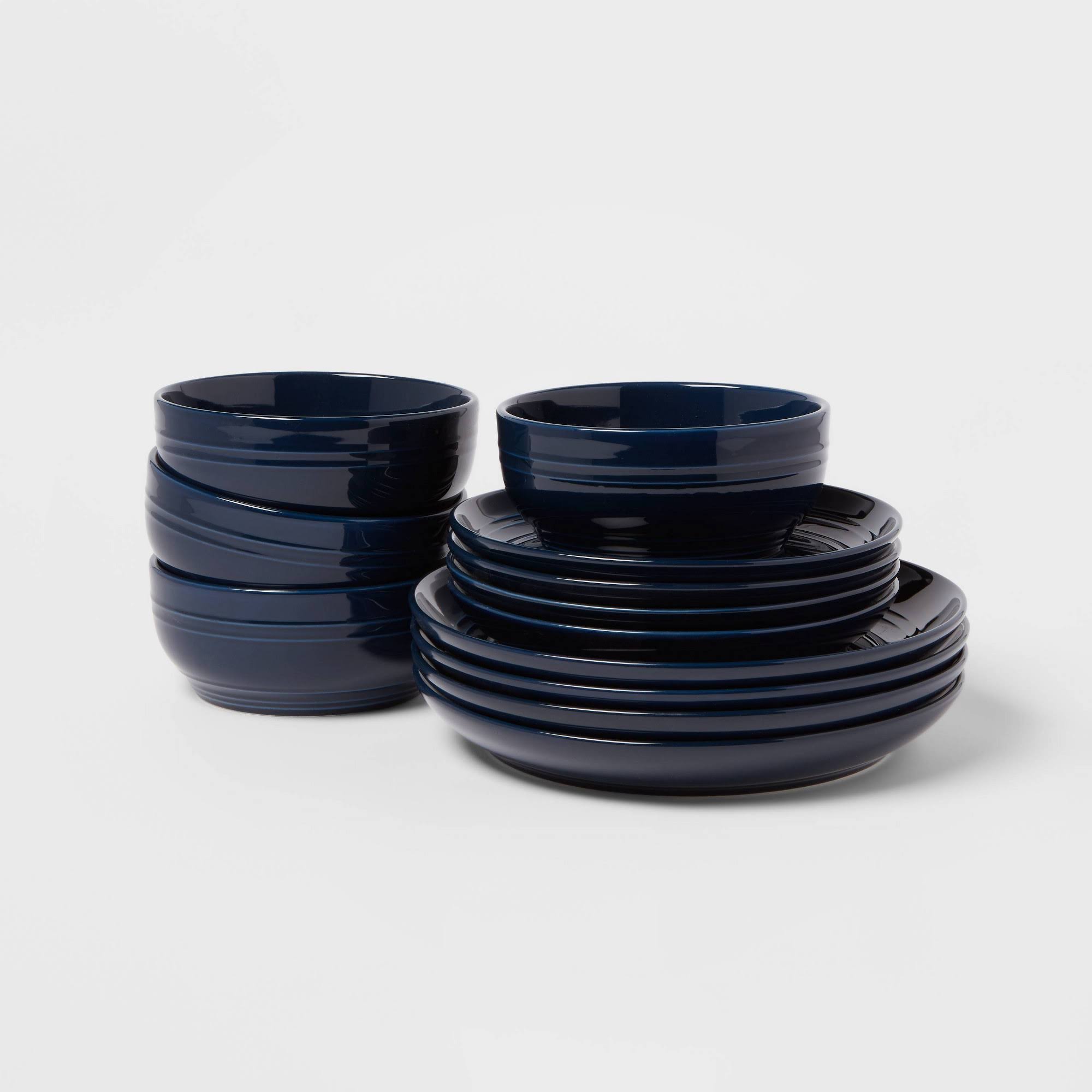 a54fc3da8276d533283fef045eea5d7ae64495495e2781fa19cb0bf6d8c7c2f1.jpg 12pc Stoneware Westfield Dinnerware Set Navy - Threshold - Image 1