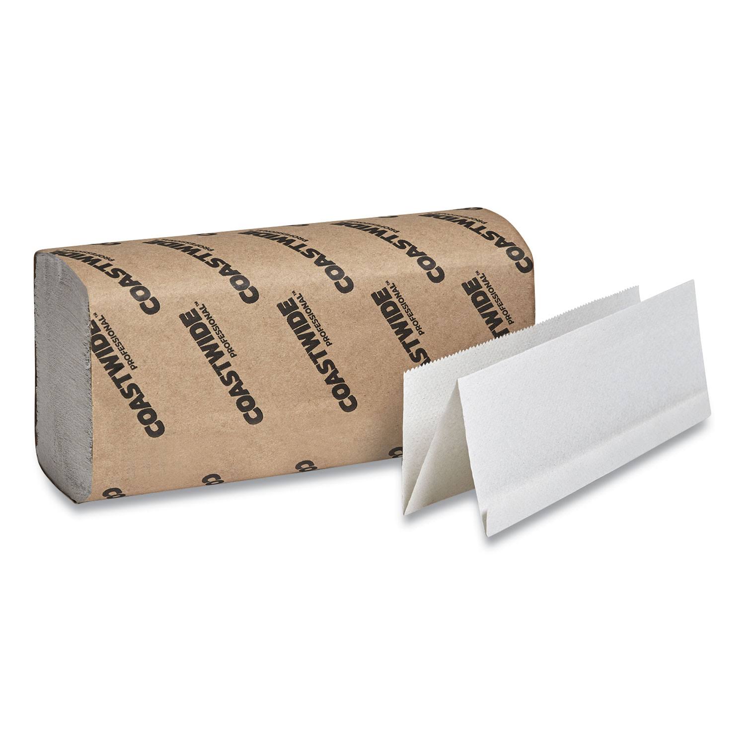 a5558cd7dfcd0f41848464ebac12728140c2f54756f1574ae6b63a6740ac4072.jpg Coastwide Professional Recycled Multi-Fold Paper Towels, 1-Ply, 9.5 x 9.25, White, 250 Sheets/Pack, 16 Packs/Carton - Image 1
