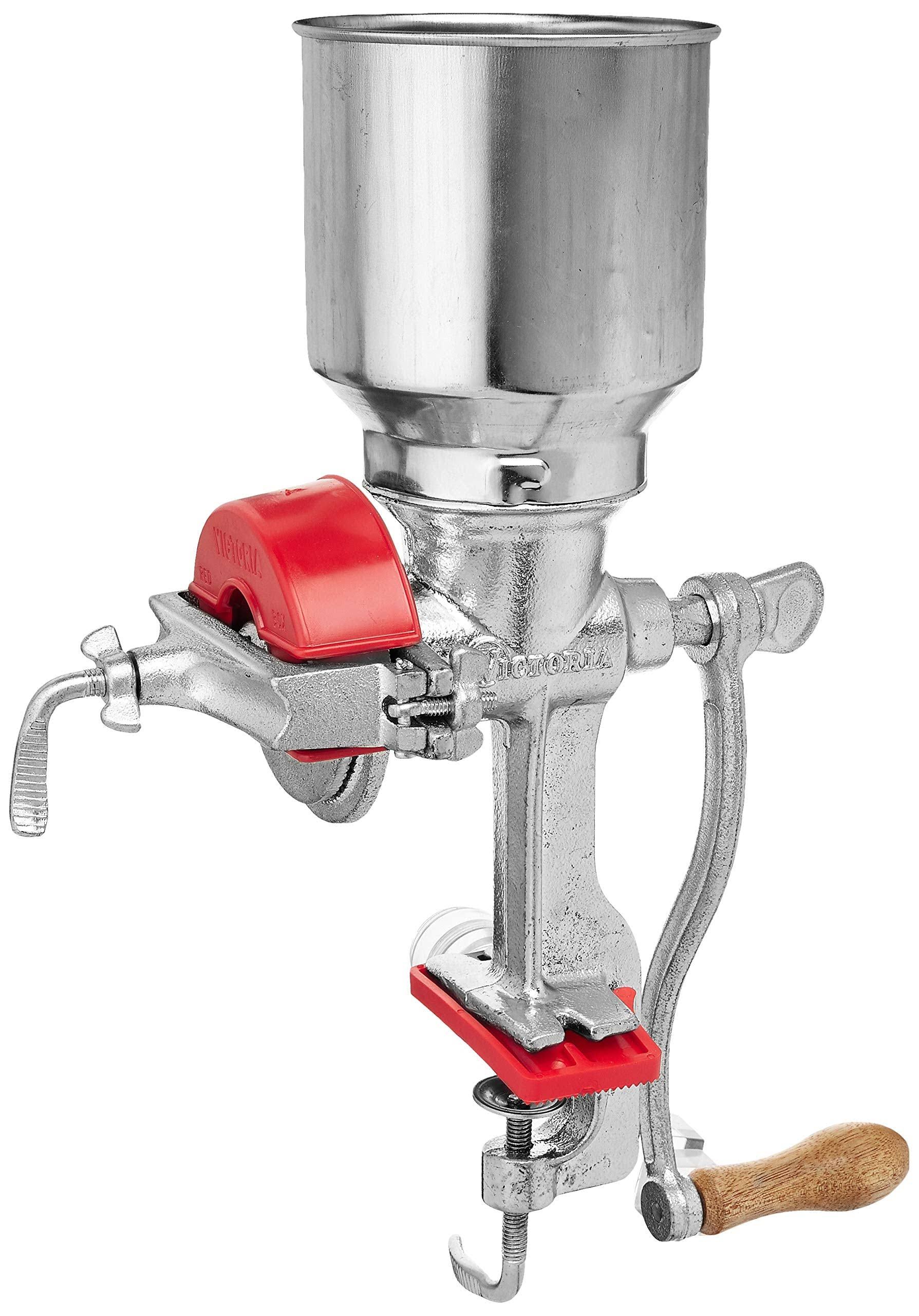 a555ae55d67e43fe866e6f76f3aba328cf29e9a4f80907b9d297ba19ec3212fc.jpg Victoria Commercial Grade Manual Grain Grinder with High Hopper - Table Clamp - Image 1