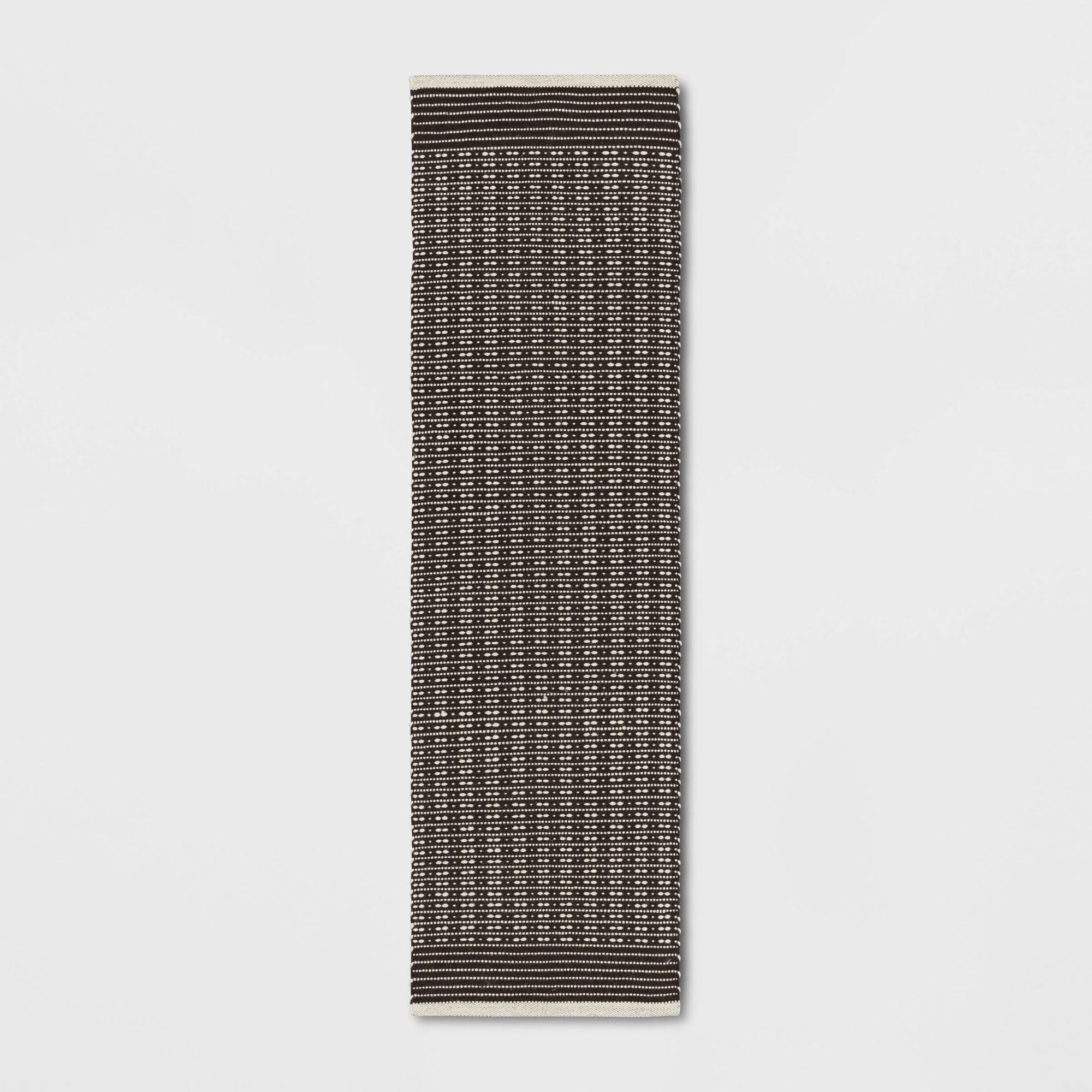 2'x7' Hand Woven Cotton/Wool Runner Black - Threshold