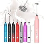 Milk Frother Rechargeable Handheld Electric Whisk Coffee Frother Mixer with 3 Stainless Whisks 3 Speed Adjustable Foam Maker Blender for Coffee