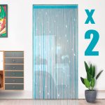 HYSENM 2 Pack Glitter String Curtains 39x79 inch Fringe Panels Room Divider Fly Screen for Home D��cor Door Windows Wedding Party Hotel Living Room
