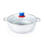 IMUSA Limited Edition Puerto Rico Boricua Themed Caldero 3.7qt with Glass Lid & Unique Knob,Silver