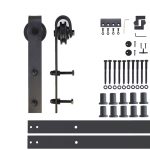 Homacer 144-in Rustic Black Interior/Exterior J-Strap Barn Door Kit