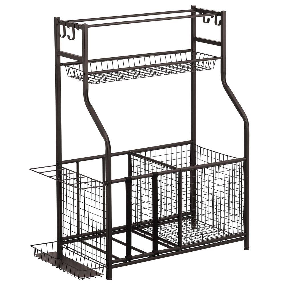 a5bbbf5a894b24cefabcb63020f5a4e62df5b01640cf2ef35c28f3576537da27.jpg mDesign Metal Heavy Duty Garage Sports Storage Rack with Top Shelf - Bronze - Image 1