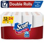 Scott Paper Towels, Choose-A-Sheet, Double Rolls, 1-Ply - 12 - 110 paper towel rolls