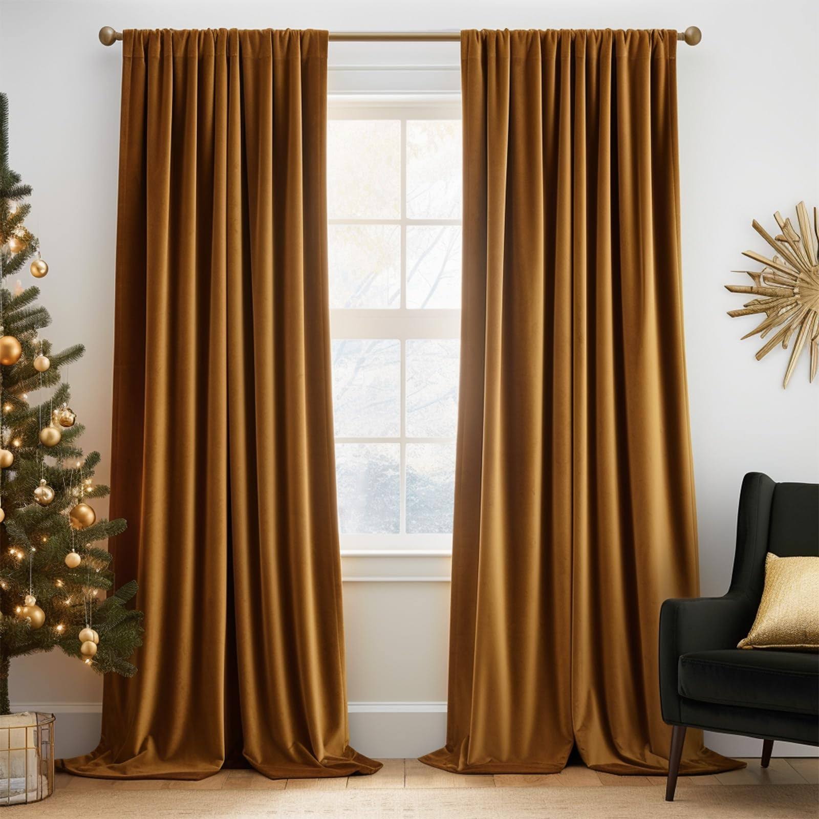 a5f56f4e55115e7b856b77cdf10530d86511f319a04d95e45cfaa4d4d6d70ecd.jpg Lazzzy Velvet Blackout Curtains Thermal Insulated Curtains Room Darkening Super Soft Luxury Curtains for Bedroom Rod Pocket Window Drapes for Living - Image 1