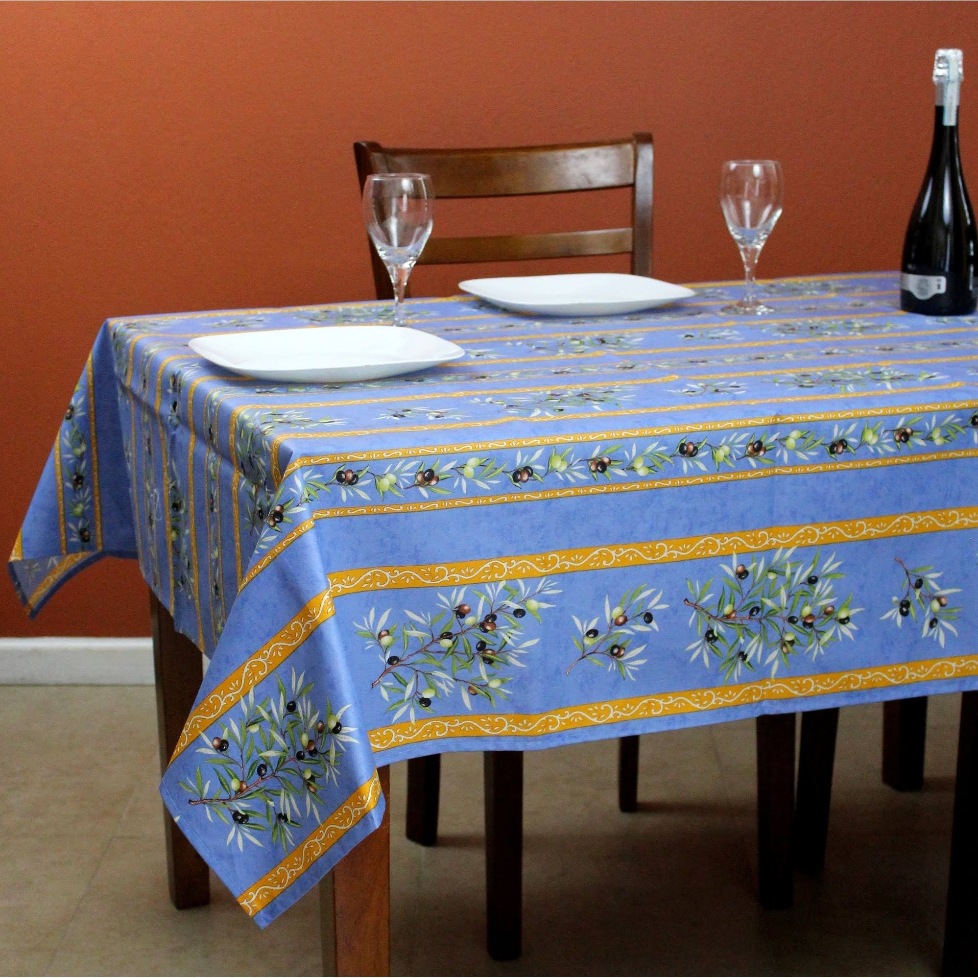 a5f6ac541e4a686fb95db9eacf148e85ca045e317c910f20f3bbadf0534da80d.jpg La Cigale Wipeable Tablecloth Spill Resistant Acrylic Coated Floral Cotton French Provencal Tablecloth for Rectangle Tables 60 x 78 in Clos de - Image 1