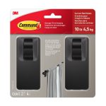 Command Matte Black Curtain Rod Hooks, 2 Hooks, 4 Adhesive Strips
