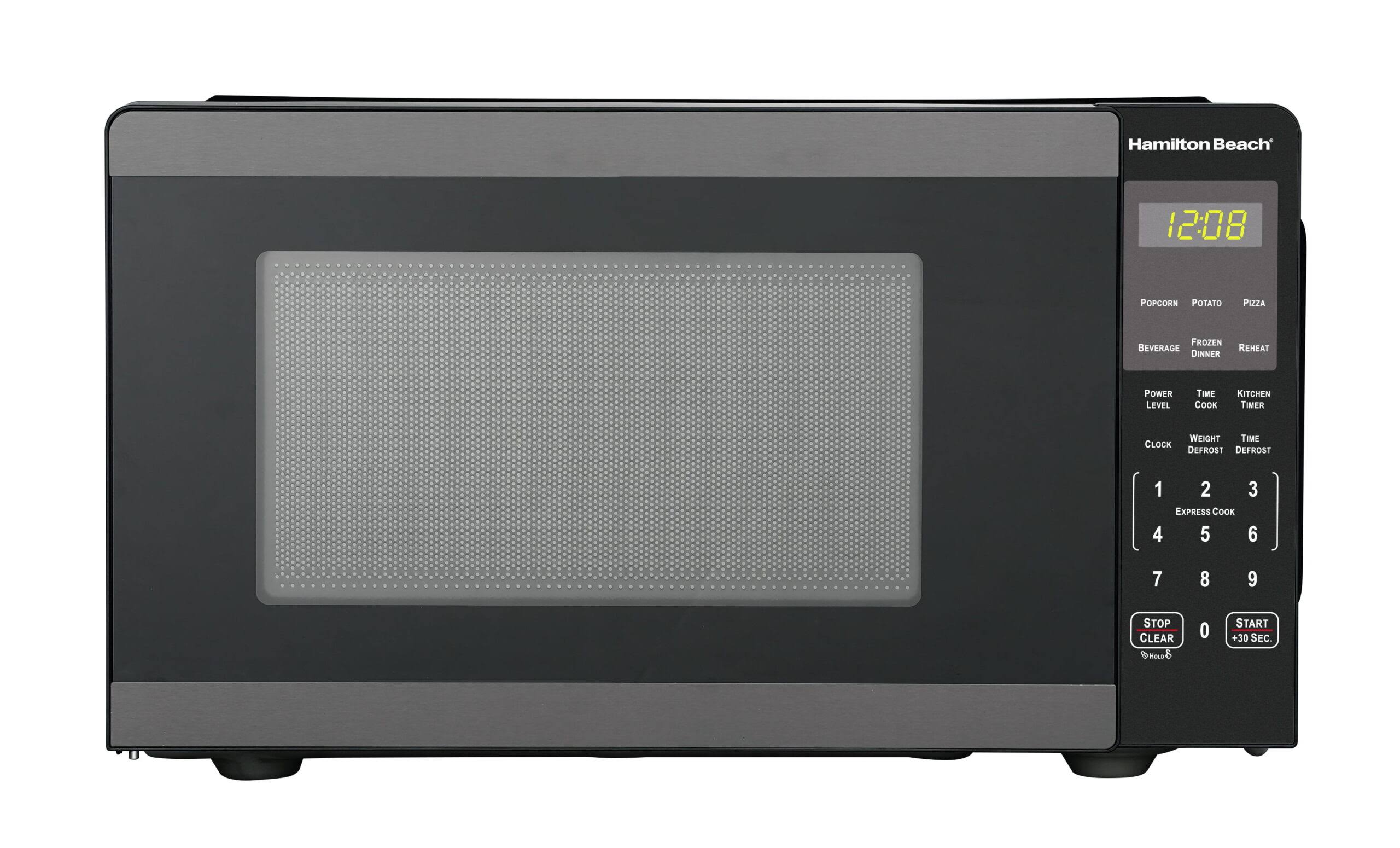 a62990fe6f7add1235b83ea189ff4e5cf343b17ef0c4d5155106b42f1f99f66c.jpg Hamilton Beach 0.9 Cu. ft. Countertop Microwave Oven, 900 Watts, Black Stainless Steel - Image 1