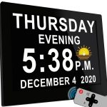 Upgraded 19 Alarms Dementia Clock w/ Remote Control, Custom Alarms,10 Black
