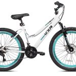Bicycle 26 In. KZR Mountain Women's Bike. White and Teal Rim