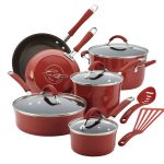 Rachael Ray Cucina Hard Enamel 12-Piece Cookware Set, Red