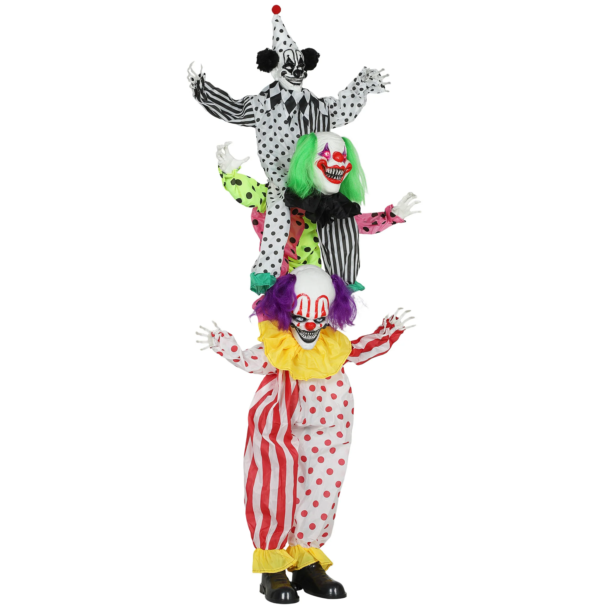 a6ac6e38dc94674b5aa04bc4312ae1e3c224f98b2398c94175f87ef73d959dd1.webp AECOJOY Halloween Animated Clown with Red Light Up Eyes, Sound Activated Scary Halloween Decorations - Image 1