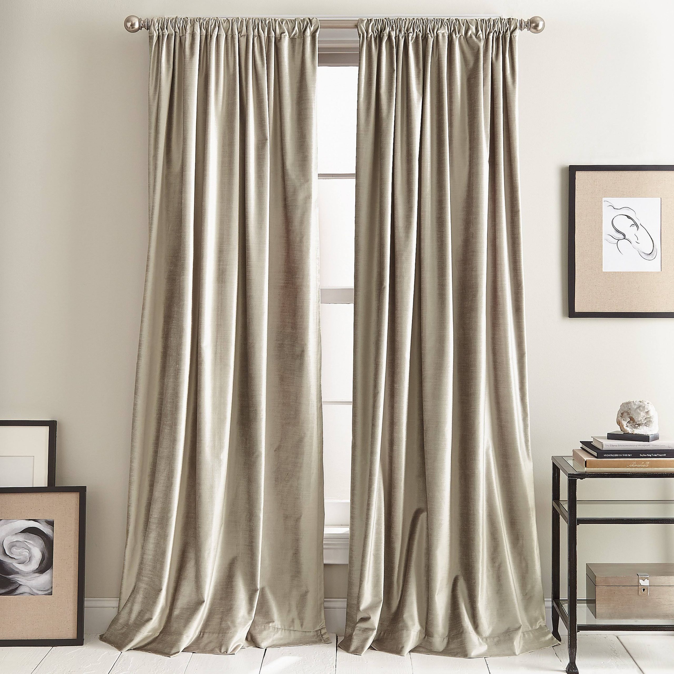 a6b5c58c7369f97a701526a510fa755e804012f4995286bcde7e242c54d7cbbe.jpg Dkny Modern Knotted Velvet 84" x 50" Window Panel Pair - Champagne - Image 1