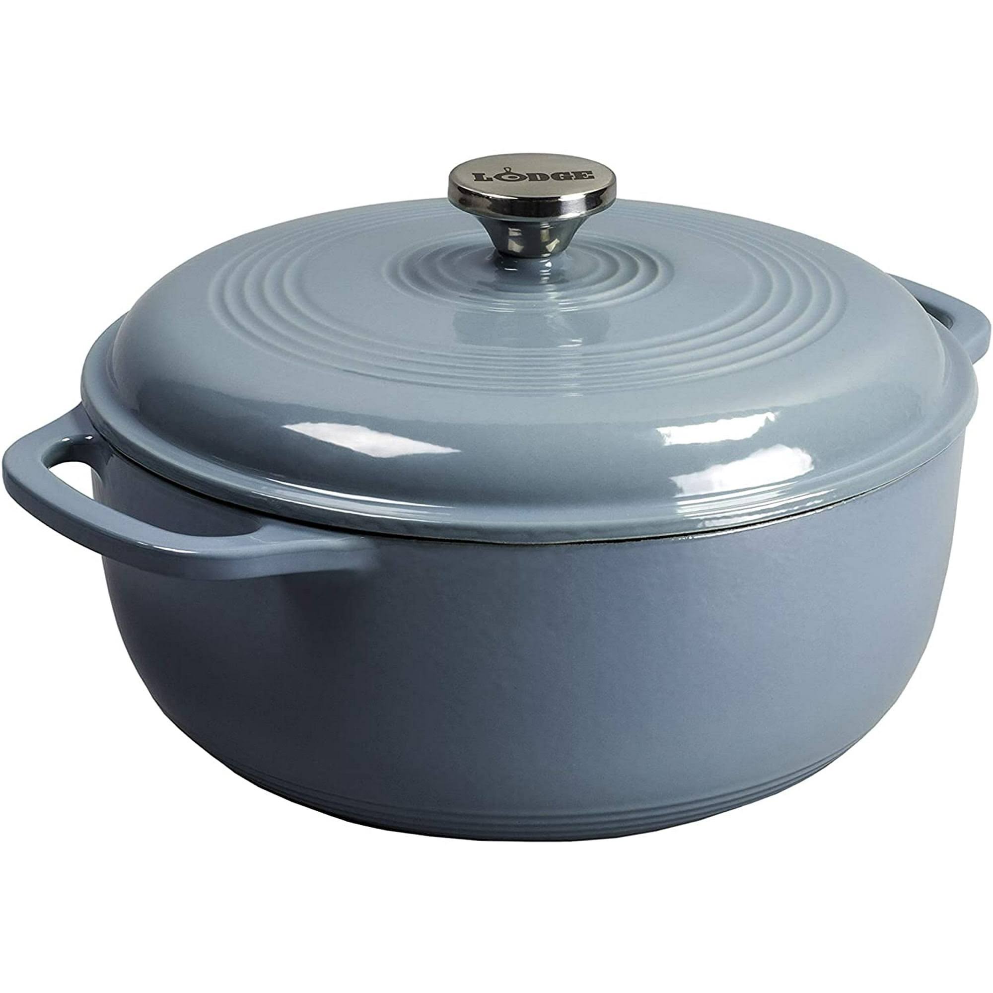 a6e3ef135074623273c7a3cca5eda3192e37a4d71f62f422391d6390047c1be2.jpg Lodge Enameled Cast Iron Dutch Oven, 3 qt, Storm Blue - Image 1