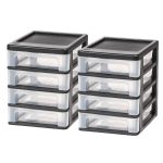 Iris USA Compact Desktop 4-Drawer System, Black, 2-Pack