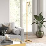 Sassan 68" Task/Reading Floor Lamp Ebern Designs Base Finish: Brass, Shade Color: Clear Glass