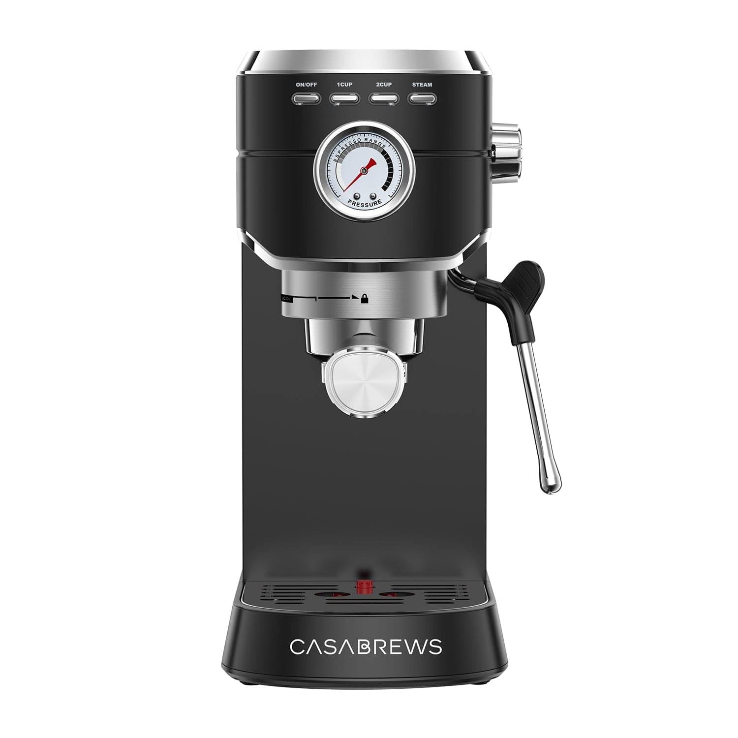 a7276fd337c269b81d8db68f983884e1ec1745777f67c048b8b14a91331b334e.jpg Casabrews CM5418 Compact 20-Bar Espresso Machine with Stainless Steel Milk Frother Black - Image 1