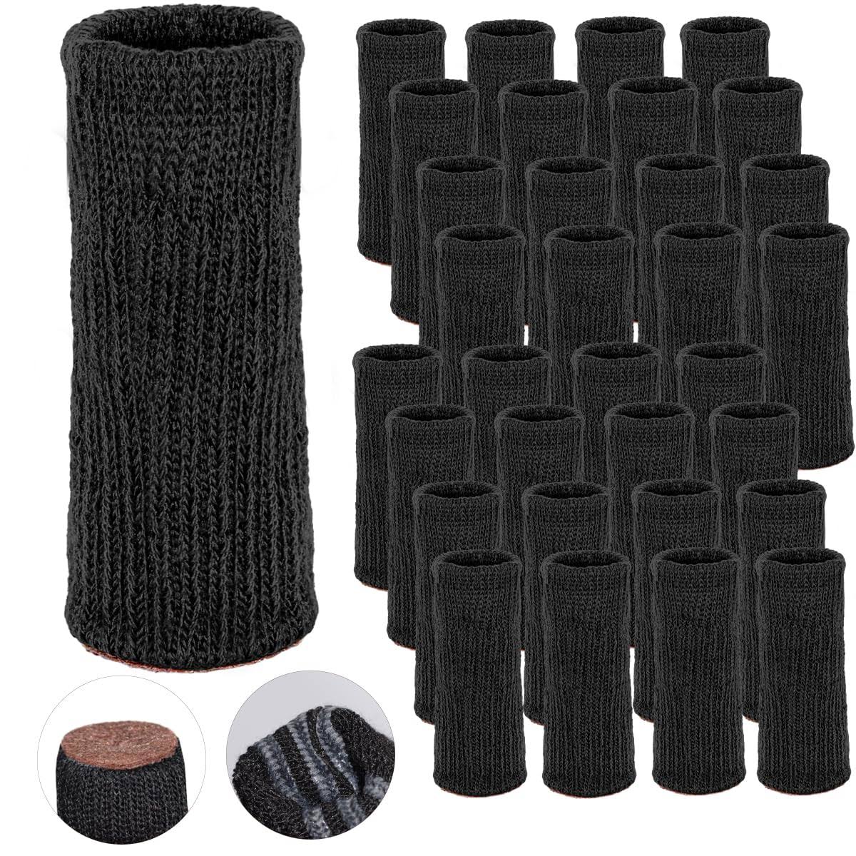 a756a714c0bd85167d3ab55601943490caae00fa37115612136bc9c5c42220c4.jpg Morvat Black Chair Leg Socks, Scratch & Noise Hardwood Floor Protectors with Non-Slip Grips, Knitted Furniture Cover Pads for Bar & Stool Legs, Fits - Image 1