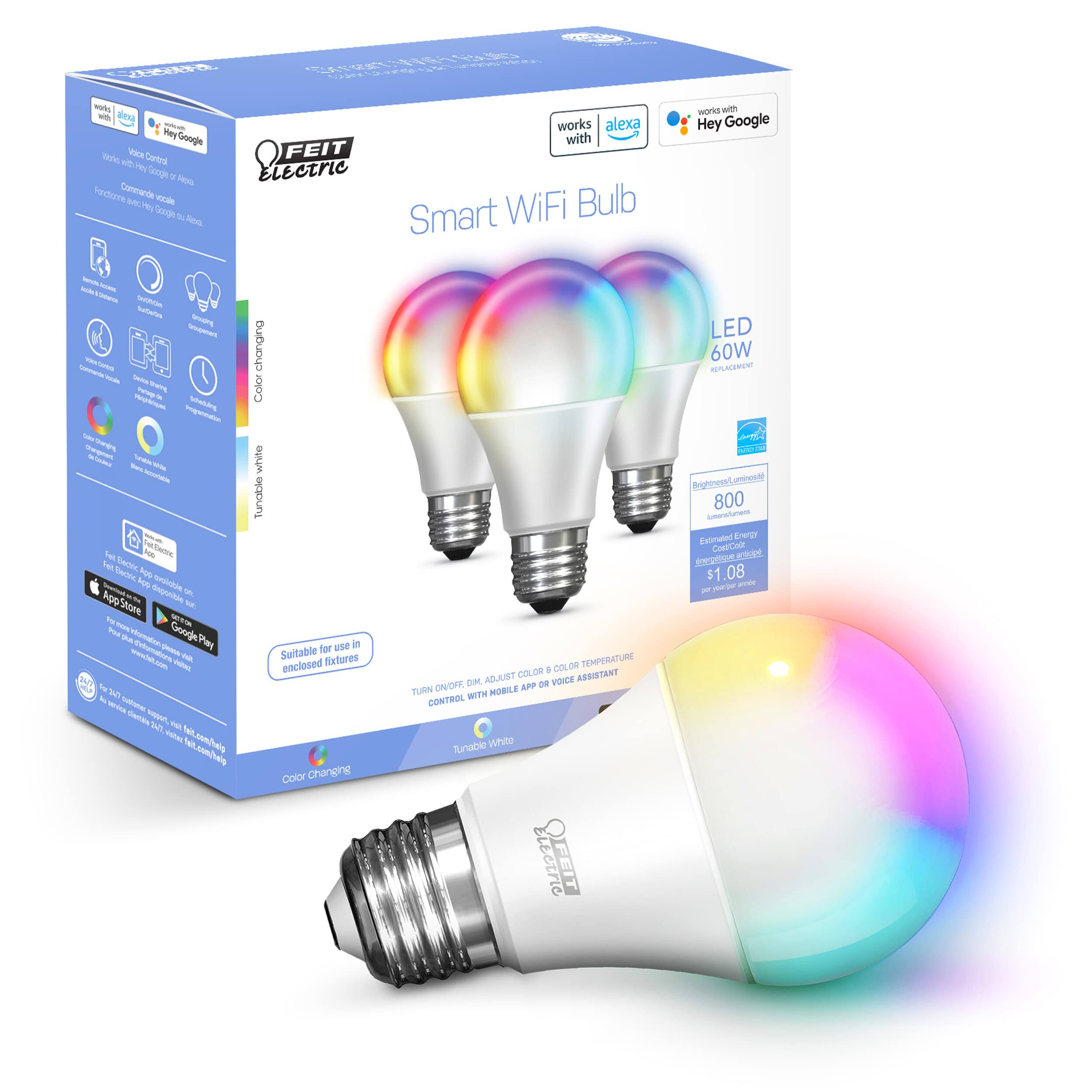 a760a91c251537450097b8c7e7026be6a357dae1dd0ddf40e198152304b30a53.jpg Feit Electric LED Smart Bulb 60W 3pk - Image 1
