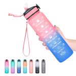 Hyeta 32 oz Water Bottles with Times to Drink and Straw, Motivational Water Bottle with Time Marker, Leakproof & BPA Free, Drink