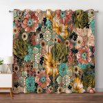 Jekeno Boho Floral Blackout Curtains Colorful Flowers Bohemian Decor for Bedroom Living Room Grommet Window Drapes 2 Panel Set, 52"x63"