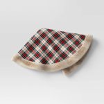 48" Plaid Christmas Tree Skirt with Faux Fur Trim Red/Brown - Wondershop